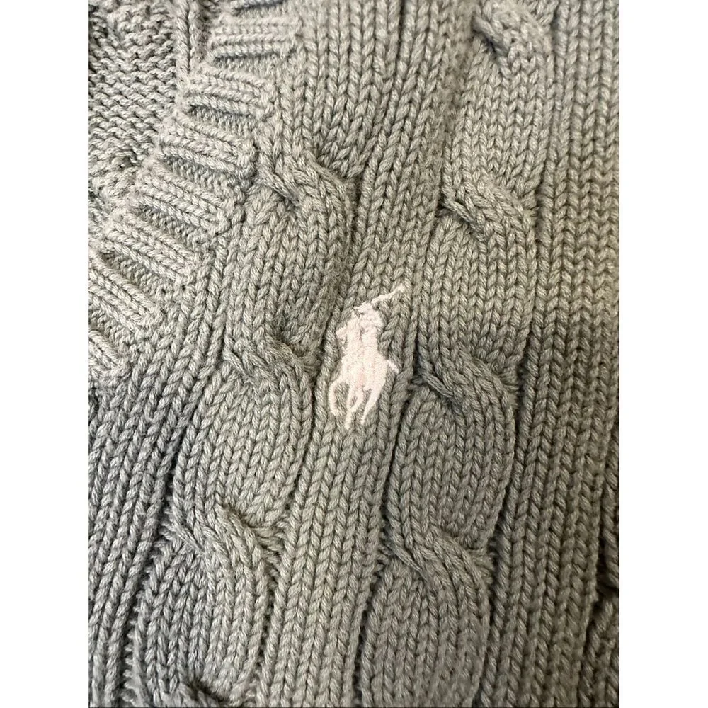 Ralph Lauren Sport Green cable knit pullover v-neck sweater, size XL - Picture 2 of 10